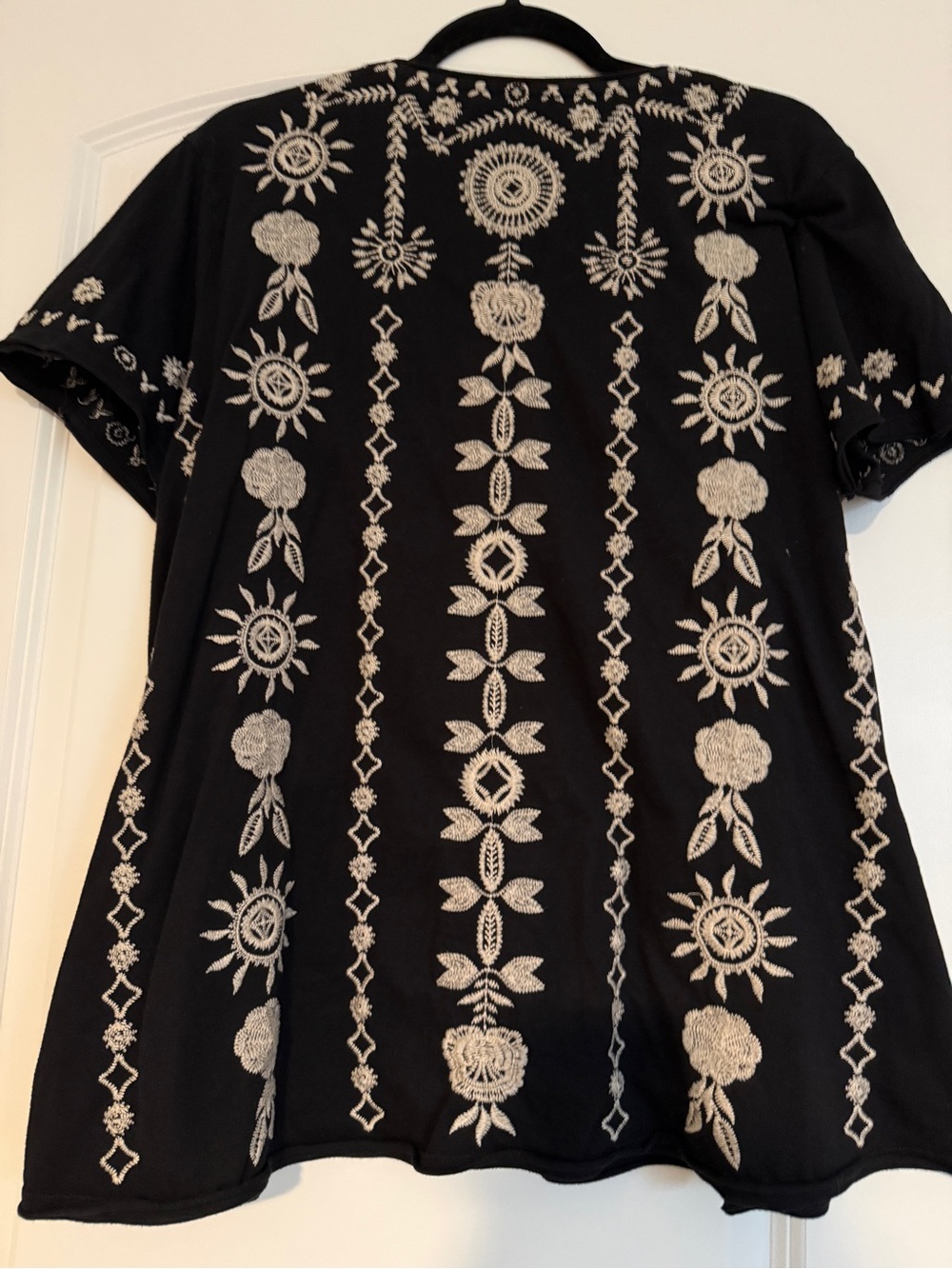 Johnny Was Women’s Makana Embroidered V-Neck Black Women's Top - Picture 5 of 9